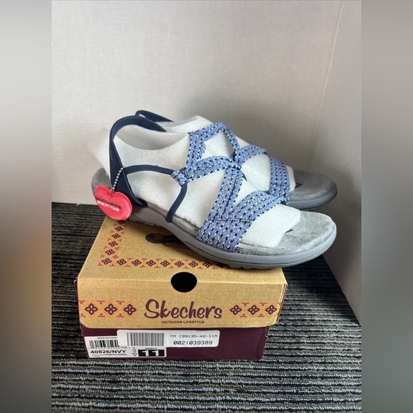 New-Skechers Sandals -Womens 11 -Reggae Slim Stretch Appeal Slingback 40826 Blue - Picture 7 of 9